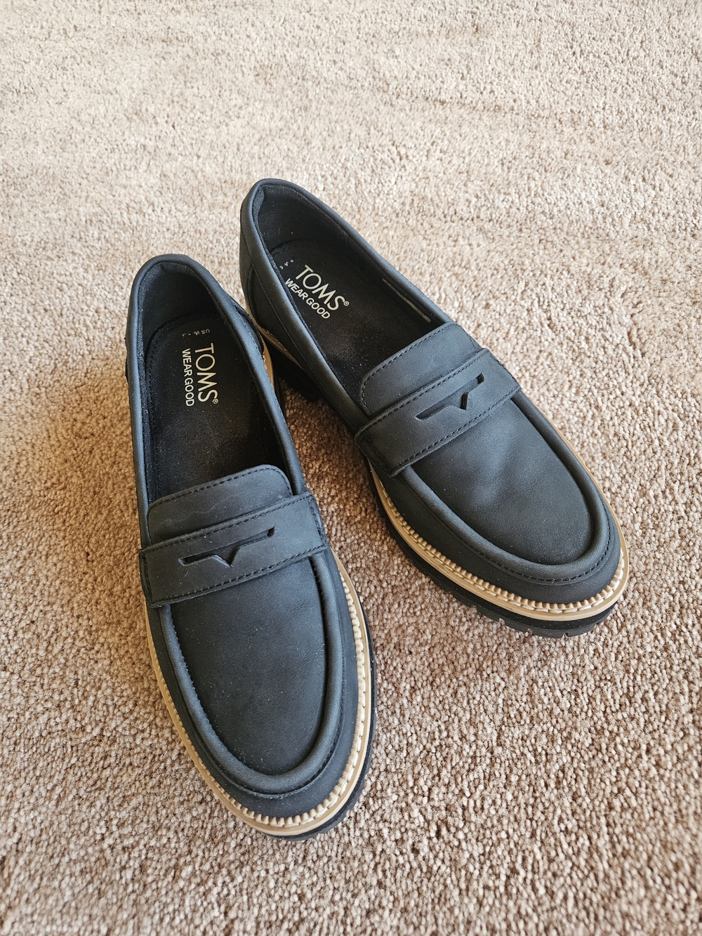 TOMS Cara Loafers - Real Leather, Black